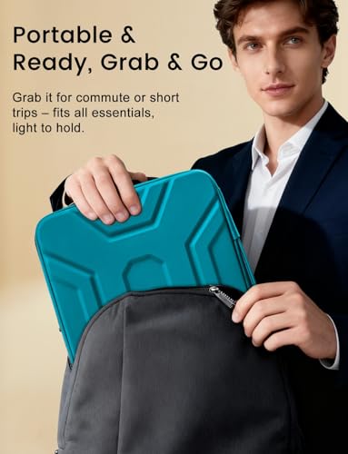 DOMISO 14 inch Laptop Sleeve with Handle, Shockproof & Waterproof EVA Protective Laptop case, Hard Laptop Sleeve for 14" HP Dell Asus Lenovo Laptop, Teal - color: Teal, size: 14 inch