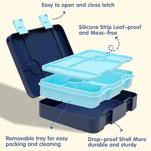ACESAK Boys Backpack - Astronaut Bento Box with Insulated Lunch Bag Pencil Case & Utensils Set for Kids, 6 Leakproof Compartments Removable Tray Lunches or Snack Container - color: Astronaut