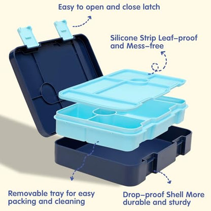 ACESAK Boys Backpack - Astronaut Bento Box with Insulated Lunch Bag Pencil Case & Utensils Set for Kids, 6 Leakproof Compartments Removable Tray Lunches or Snack Container - color: Astronaut