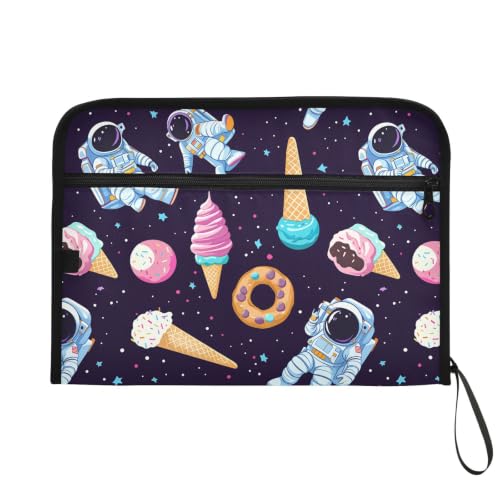 Gredecor 13 Pockets File Folder Organizer A4/Letter Water Resistant Document Bag with Zipper Filing Folder Expanding File Pouch Storage for School Office, Astronauts Space Cook - color: Astronauts Space Cook