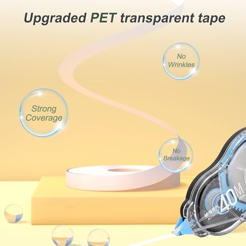 M&G 5Pcs 131 Ft Tape, Correction Tape Tear Resistant Whiteout Tape Easy to Use Instant Bulk Cool Transparent Dispenser for Classroom Office, Black