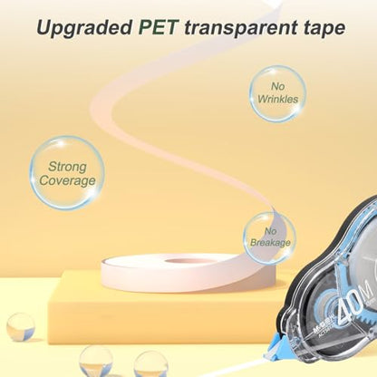 M&G 5Pcs 131 Ft Tape, Correction Tape Tear Resistant Whiteout Tape Easy to Use Instant Bulk Cool Transparent Dispenser for Classroom Office, Black