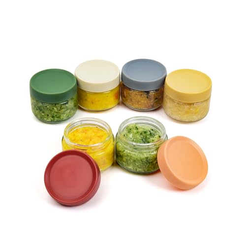 EONJOE 2 oz Glass Dressing Containers With Lids, Sauce Jars for Lunch, 6pk | Airtight ,BPA Free,Perfect for salad dressing sauce dip condiment to go lunch box Accessories , Dishwansher safe - size: 2oz