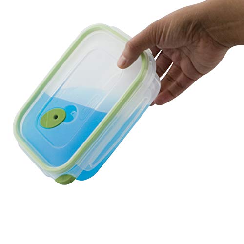 Sterilite Ultra-Seal 3.1 Cup Rectangle, Airtight Food Storage Container, Latching Lid, Microwave and Dishwasher Safe, Clear With Green Gasket, 6-Pack