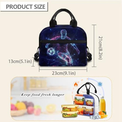 Soccer Kawaii Lunch Box for Girls 4-6 One Piece Lunch Box for Kids 6-8 Preschool Meal Bag Boys 8-10 Kindergarten Toddler Students Elementary School Lightweight Thermal Insulated - color: Soccer