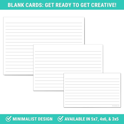 321Done Ruled Note Cards, 5x7 Thick Index Cards - Plain White Card Stock, Notecards & Stationery with Lines for Writing, Stamping - Made in USA, Set of 50 - No Envelopes - size: Large (5 x 7)