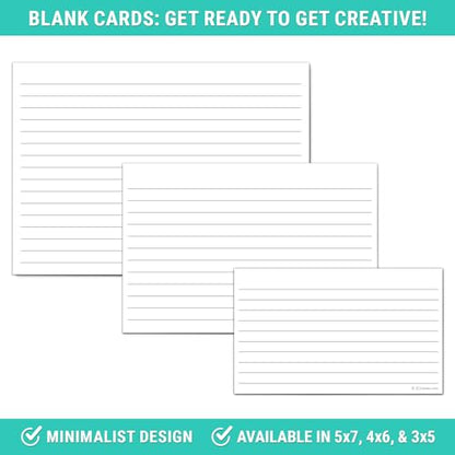 321Done Ruled Note Cards, 5x7 Thick Index Cards - Plain White Card Stock, Notecards & Stationery with Lines for Writing, Stamping - Made in USA, Set of 50 - No Envelopes - size: Large (5 x 7)