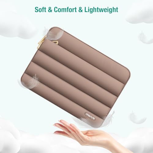 MOSISO Laptop Case 13.3 inch,13-13.3inch Puffy Laptop Sleeve, Brown | Compatible with MacBook Air 13.6 M5 M4 M3 M2 M1/Neo/Pro 13/14,HP Dell ASUS Lenovo,Polyester Horizontal Bag with Small Case - color: Brown, size: 13.3 inch