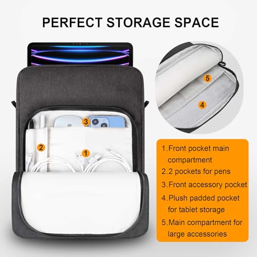 Tablet Sleeve Bag for 13 inch iPad Air (M4/M3/M2) 2026, 13 inch iPad Pro (M5/M4), 12.9" iPad Pro (6th/5th/4th/3rd Gen), Galaxy Tab S10+ S9+ with Magic Keyboard, Protective iPad Case Bag, Black - color: Black