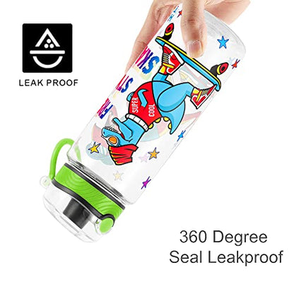 Cute Water Bottle for School Kids Girls, BPA FREE Tritan & Leak Proof & Easy Clean & Carry Handle, 23oz/ 680ml (Skateboarding) - color: Skateboarding