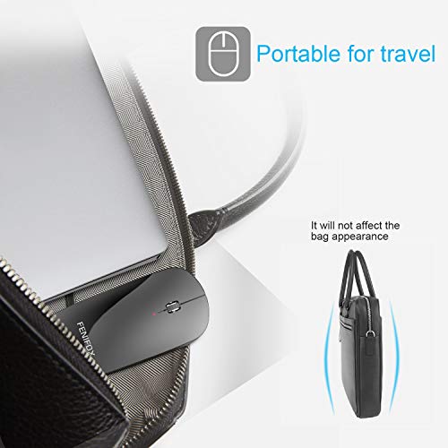 FENIFOX Wireless Bluetooth Mouse, Ultra-Thin Flat and Slim Silent USB-C Rechargeable Travel Mini Portable Mouse for Mac iPad Laptop MacBook Tablet Chromebook - Black - color: Black