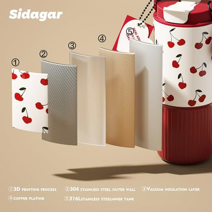26oz Insulated Water Bottle with Straw & Spout Dual Lid, 316 Stainless Steel Tumbler, 100% Leakproof Vacuum Flask, Vibrant Cherry Red Aesthetic Coffee Cup, Travel & Gym Ready - color: Cherry Red