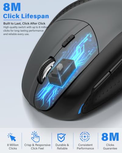 E-YOOSO X45 Rechargeable Vertical Ergonomic Wireless Bluetooth Wired Mouse | Reduce Wrist Pain,Quiet Clicks,4800 DPI,6Ft USB C Cord,Cordless Witeless Mice for Laptop Computer Macbook Chromebook PC