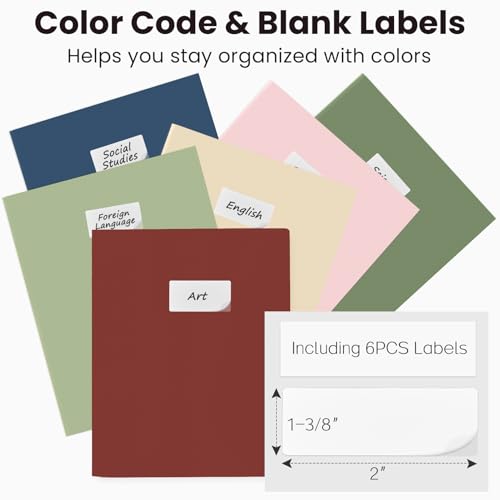 Sooez 6Pack Folders with Pockets, Pocket Folders with Extra Labels, Plastic Folders with Pockets, 2 Pocket Folders Bulk, Heavy Duty File Folders, School Folders Business Folder Office Filing Supplies - color: Retro Colors