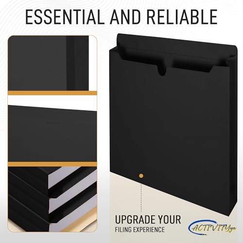 Black File Jackets, 2 Inch Expansion, Letter Size, Reinforced Straight-Cut Tab, 6 Pack - color: Black, style: 2 Inch Expansion