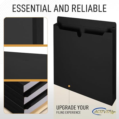 Black File Jackets, 2 Inch Expansion, Letter Size, Reinforced Straight-Cut Tab, 6 Pack - color: Black, style: 2 Inch Expansion