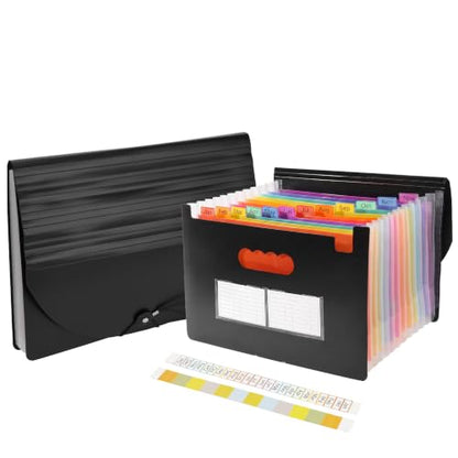 Mr. Pen- Accordion File Organizer, Expanding File Folder with 12 Pockets | Portable Letter A4 Size Document Holder with Blank Labels for Bills, Receipts, Tax Papers, School, Office & Home Filing