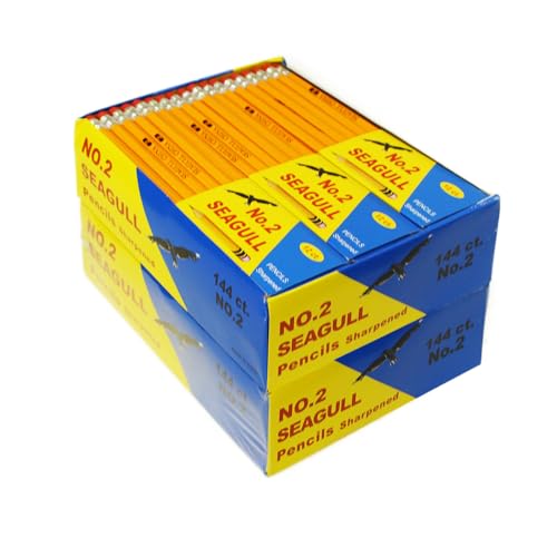 Seagull 288 Count Pre-Sharpened #2 HB Pencils with Erasers, Bulk Pack of 2 Boxes (144 Each) for School Teacher Supplies, Writing, Drawing, Sketching, Exams