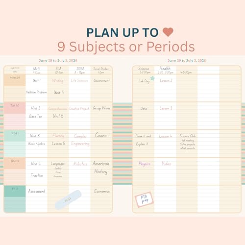 Teacher Planner 2026-2027, Horizontal Lesson Plan Book for Teachers | Pastel Striped, 8.5" x 11" | Weekly & Monthly Academic Year Lesson Planner, July 2026-June 2027 | Stickers & Bookmark - color: Pastel Stripes