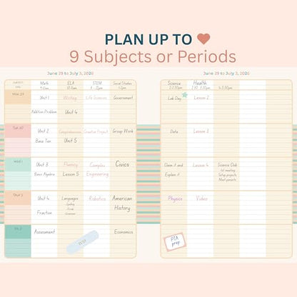 Teacher Planner 2026-2027, Horizontal Lesson Plan Book for Teachers | Pastel Striped, 8.5" x 11" | Weekly & Monthly Academic Year Lesson Planner, July 2026-June 2027 | Stickers & Bookmark - color: Pastel Stripes