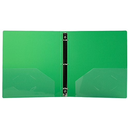 JAM PAPER Plastic 1 inch Binder - Green 3 Ring Binder - Sold Individually - color: Green, size: 1 inch