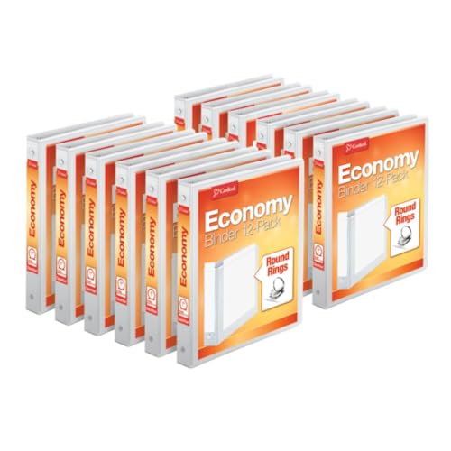Cardinal 1 Inch 3 Ring Binders, White, 12 Pack, Round Ring Binder, Holds 225 Sheets, PVC Free, Customizable Covers, 2 Pocket View Binders for Office and School Organization - color: White, size: 1 Inch, style: Binders