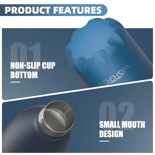 WATERSY Stainless Steel water bottles,17oz/500ml Insulated Water Bottles,Blue Green metal water bottle Keeps Drink Cold and Hot,BPA Free kids water bottles for School,Gym,Travel,Sports - color: Deux Teal