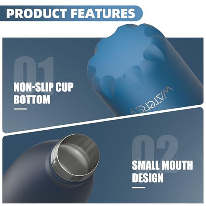 WATERSY Stainless Steel water bottles,17oz/500ml Insulated Water Bottles,Blue Green metal water bottle Keeps Drink Cold and Hot,BPA Free kids water bottles for School,Gym,Travel,Sports - color: Deux Teal