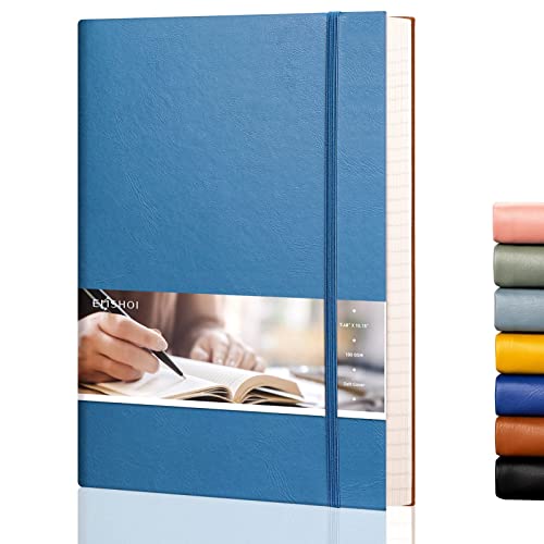 EMSHOI Lined Journal Notebook, 204 Numbered Pages, B5 Size (7.5'' x 10'') | 100 GSM Thick Paper, Leather Softcover, College Ruled, for School, Writing, Work, Office & Journaling (Light Blue) - color: LightBlue, style: Ruled