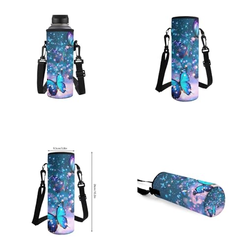 Butterfly Backpack for Girls Kids Backpack with Lunch Box Water Bottle Carrier with Strap and Aesthetic Pencil Case 4PCS Set Bookbag with Front Pocket for School Teens 17 inch Large School Bag - color: Aesthetic Butterfly