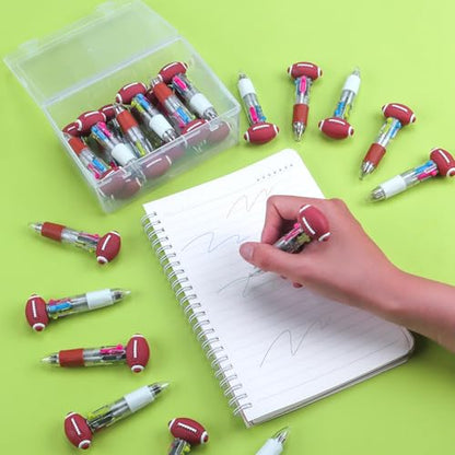 24 Pack Football Party Favors, 4-in-1 Multicolor Ballpoint Pens, Mini Retractable Football Pens, Goodie Bag Stuffers, Classroom Prizes, Birthday Gifts - style: Football