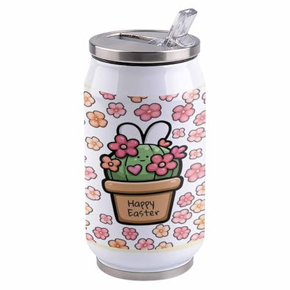 Easter 10oz Stainless Steel Tumbler with Lid & Straw-Double Wall Vacuum Insulated Travel Mug Rabbits Spring Flower Pink Water Bottle Coffee Beverage Drinks Cup - size: 10 Ounces
