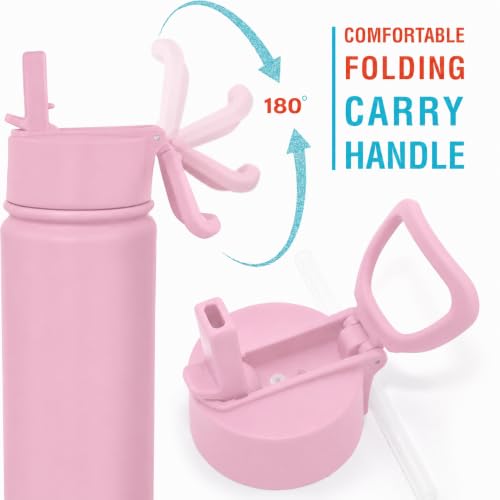 CHILLOUT LIFE 17oz Kids Insulated Stainless Steel Water Bottle with Leak Proof Straw Lid & 144 Stickers - color: Blush Pink, style: 17 oz