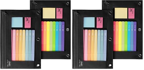 Mr. Pen Fabric Pencil Pouch with 3 Binder Holes, Black, Set of 2 (Pack of 2) - color: Black, size: 4 Pack