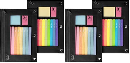 Mr. Pen Fabric Pencil Pouch with 3 Binder Holes, Black, Set of 2 (Pack of 2) - color: Black, size: 4 Pack