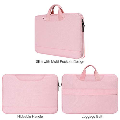 15.6 Inch Laptop Sleeve TSA Case Women Ladies Bag for Macbook Pro 16" M5 M4 M3 M2 M1, Lenovo Ideapad 15.6", HP Envy/Victus 15.6, Dell Inspiron 15, Acer Aspire/Nitro 15, ASUS MSI Macbook 15 Case, Pink - color: Pink, size: 15.6 Inch