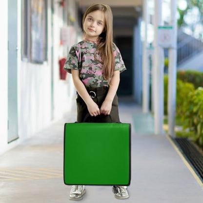 3 Rings Zip Up Binder with Handle Easy to Carry Portable Home Travel Safe Storage Bag for Middle Student Dark Green - color: Dark Green