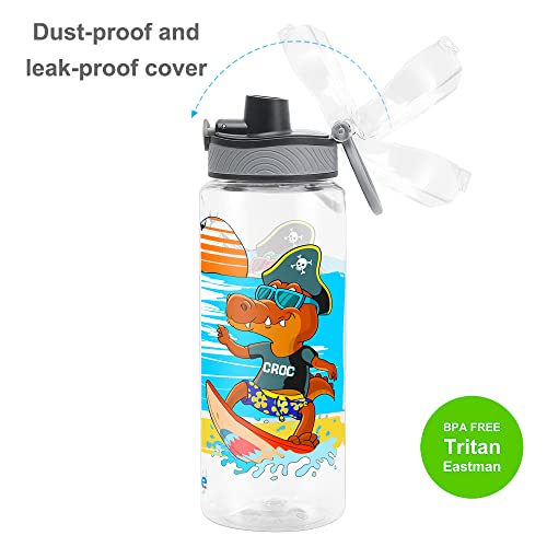 Cute Water Bottle for School Kids Girls, BPA FREE Tritan & Leak Proof & Easy Clean & Carry Handle, 23oz/ 680ml (Croc) - color: Croc