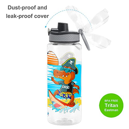 Cute Water Bottle for School Kids Girls, BPA FREE Tritan & Leak Proof & Easy Clean & Carry Handle, 23oz/ 680ml (Croc) - color: Croc