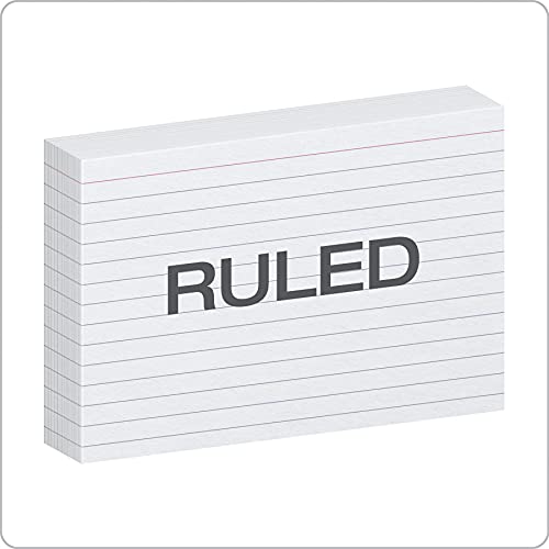 Oxford Index Cards, 500 Pack, 4x6 Index Cards, Ruled on Front, Blank on Back, White, 5 Packs of 100 Shrink Wrapped Cards (40178) - size: 4x6