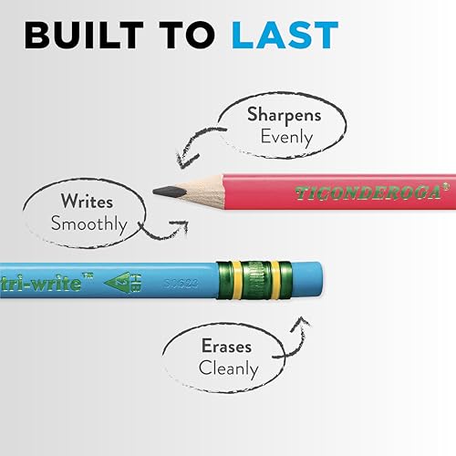 Ticonderoga My First Tri-Write Wood-Cased Pencils, Pre-Sharpened, 2 HB, With Erasers, Neon Colors, 12 Count - style: 12 Count