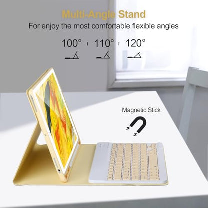 AHYWTAN Keyboard Case for iPad 9/8/7th Gen 10.2’’,Case with Keyboard ipad 10.2 inch,Detachable Bluetooth Keyboard with Pencil Holder,Yellow - color: Yellow