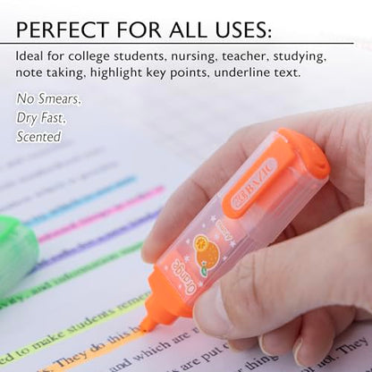 BAZIC PRODUCTS Fruit Scented Mini Highlighters, Chisel Tip, 6 Count | Quick-dry, fruit-scented fluorescent mini highlighters, compact, non-toxic ink, ASTM D-4236 - size: 1 Count (Pack of 1)