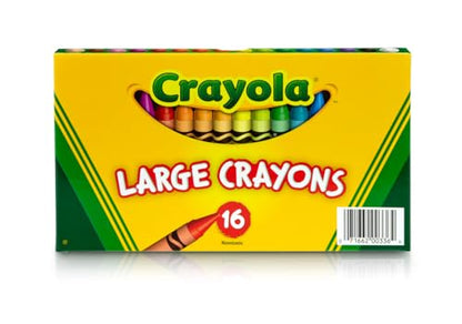 Binney & Smith Crayola(R) Large Crayon Set, Lift-Lid Box, Assorted Colors, Box Of 16