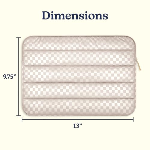 Vandel Puffy Laptop Sleeve Case, 13-14 inch Laptop Sleeve Bag Case 13.3 Inch, Compatible with MacBook Air/Pro 13/Pro 14/iPad Pro 12.9, HP Dell ASUS Computer Bag Cover, Checker Champagne - color: a. Checker Champagne
