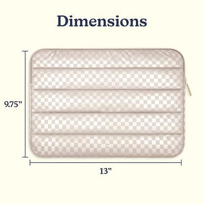 Vandel Puffy Laptop Sleeve Case, 13-14 inch Laptop Sleeve Bag Case 13.3 Inch, Compatible with MacBook Air/Pro 13/Pro 14/iPad Pro 12.9, HP Dell ASUS Computer Bag Cover, Checker Champagne - color: a. Checker Champagne