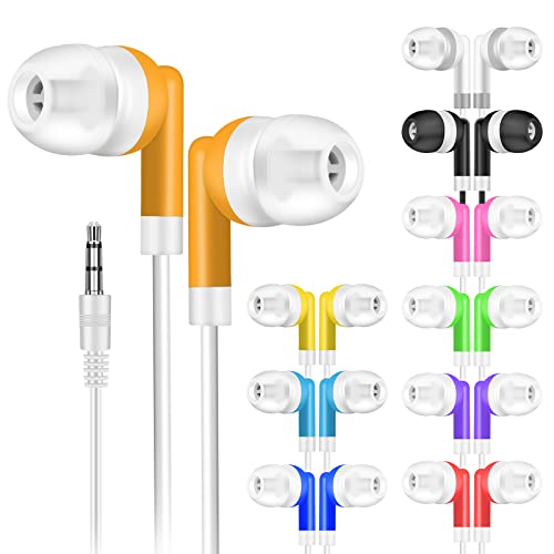 Kids Bulk Earbuds 30 Pack Wholesale Earbuds Headphones Bulk | Perfect for School Classroom Libraries Students Multi Colored Individually Bagged 3.5mm Jack - size: 30 pack