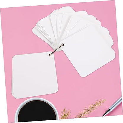 Hemoton Blank Index Cards with Pre-punched Memo Cards for Study and Note-taking Includes Metal Binder Rings for Students and Professionals - size: 9.8X9.8X0.01CM