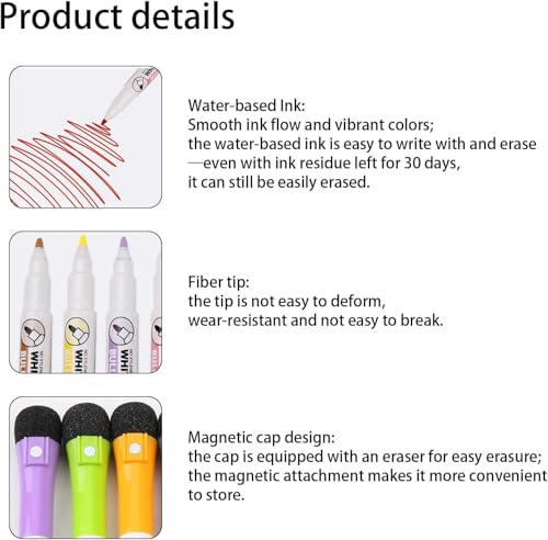 4 Pcs Magnetic Whiteboard Pen, Writing Drawing Erasable Board Marker, Dry and Wet Erase Markers Markers Office Supplies (Yellow Ink) ﻿