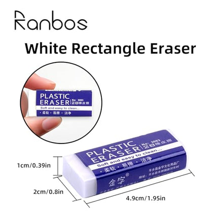 White Erasers, Artist Eraser for Drawing Art Sketching, Pencil Erasers for Kids Bulk Students School Supplies Office (15)